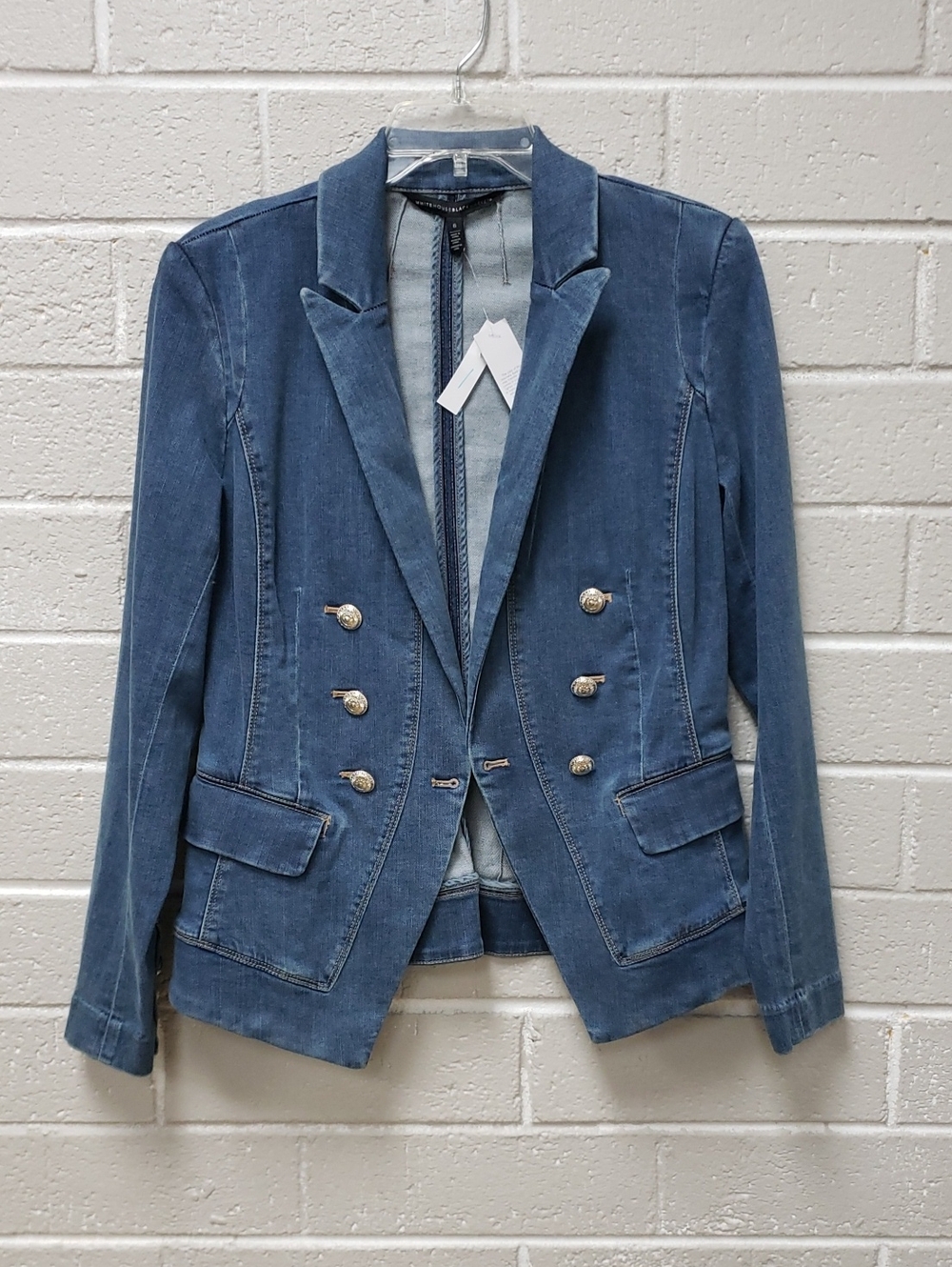 Women's Blue Double-Breasted Denim Blazer